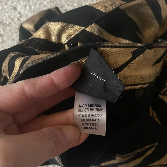 Hudson Nico Black & Gold Zebra Print Jeans Size 24 - Picture 7 of 12